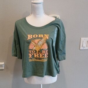 Nwt 3x Wrangler Olive Graphic Women's Tee Born To Be Free American Eagle Usa